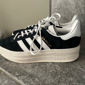 Adidas Gazelle Women's Black and White Platform Sneakers
